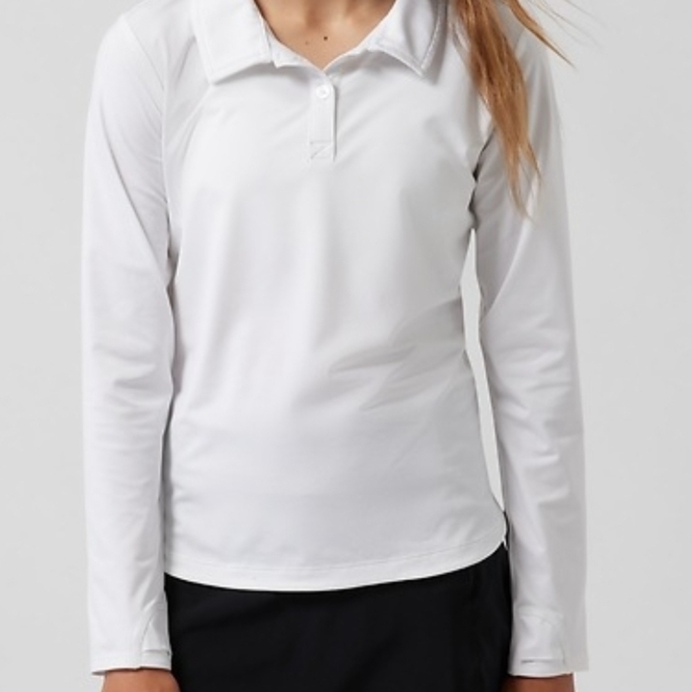 Athleta White Long Sleeve Polo